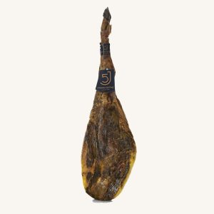Cinco Jotas 5J Acorn-fed 100% Ibérico ham Jamón black label Pata negra from Jabugo Huelva new logo