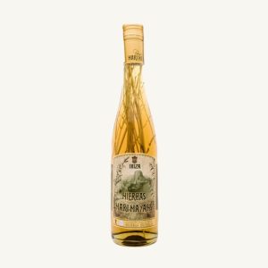 Artisan Ibizan Herbs Liqueur (Licor de Hierbas Ibicencas) with herb branches, IGP from Ibiza, bottle 70cl