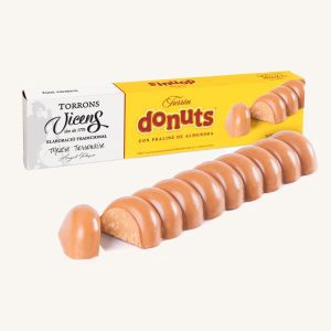 Torrons Vicens Donuts Nougat (turrón : torró), with creamy almond praline, from Catalonia, case 300g