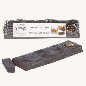 Torrons Vicens Truffle with rum raisins nougat (turrón : torró de Trufa Pasas al Ron), bar 300g