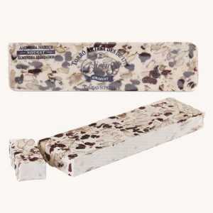 Torrons Vicens artisan semi-hard almond nougat with cranberries (turrón : torró semiduro de almendra con arándanos), bar 300g