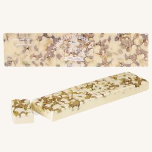 Vicens Torrons White Chocolate Nougat with Pistachio (turrón : torró de chocolate blanco con pistachos), bar 300 g