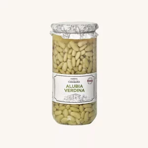 Huerta de Carabaña Alubia verdina (beans), cooked (cocida), from Madrid, jar 660g