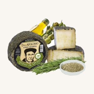 Don Apolonio Manchego Añejo-Reserva Aged cheese in olive oil and rosemary, 12 months curation, whole cheese