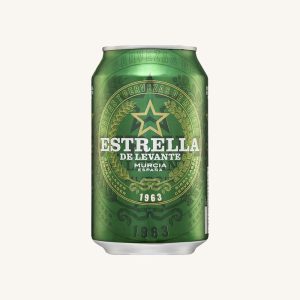 Estrella de Levante, classic lager beer (cerveza), from Murcia, can