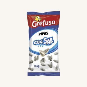 Grefusa Pipas con sal (roasted salted sunflower seeds), from Valencia, medium bag
