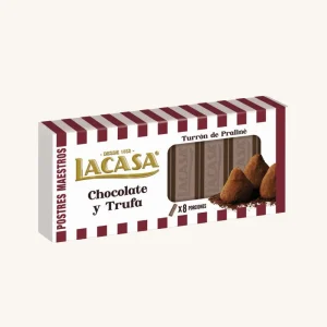 Lacasa Chocolate and truffle Praline Nougat (Turrón de praline de chocolate y trufa), box