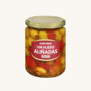 Hacendado Aceitunas sin hueso aliñadas (pitted seasoned olives), manzanilla fina variety, jar 420g